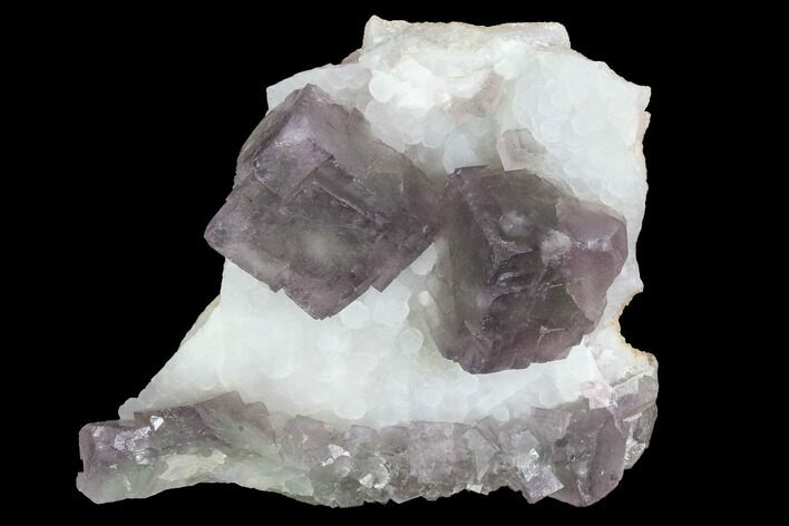 Purple Fluorite Crystals on Druzy Quartz - China #100728